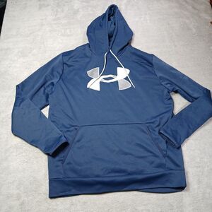 XL UNDER ARMOUR Hoodie XL Blue Big Logo Armour Fleece Metropolitan-Explorer XL